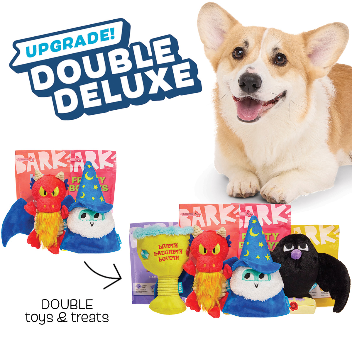 BarkBox Double Deluxe Upgrade for Dogs – 2X Toys & Treats