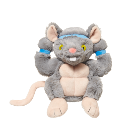 Bodybuilding Dog Toy with Squeaker & Crinkle - Brodent Gym Rat Plush