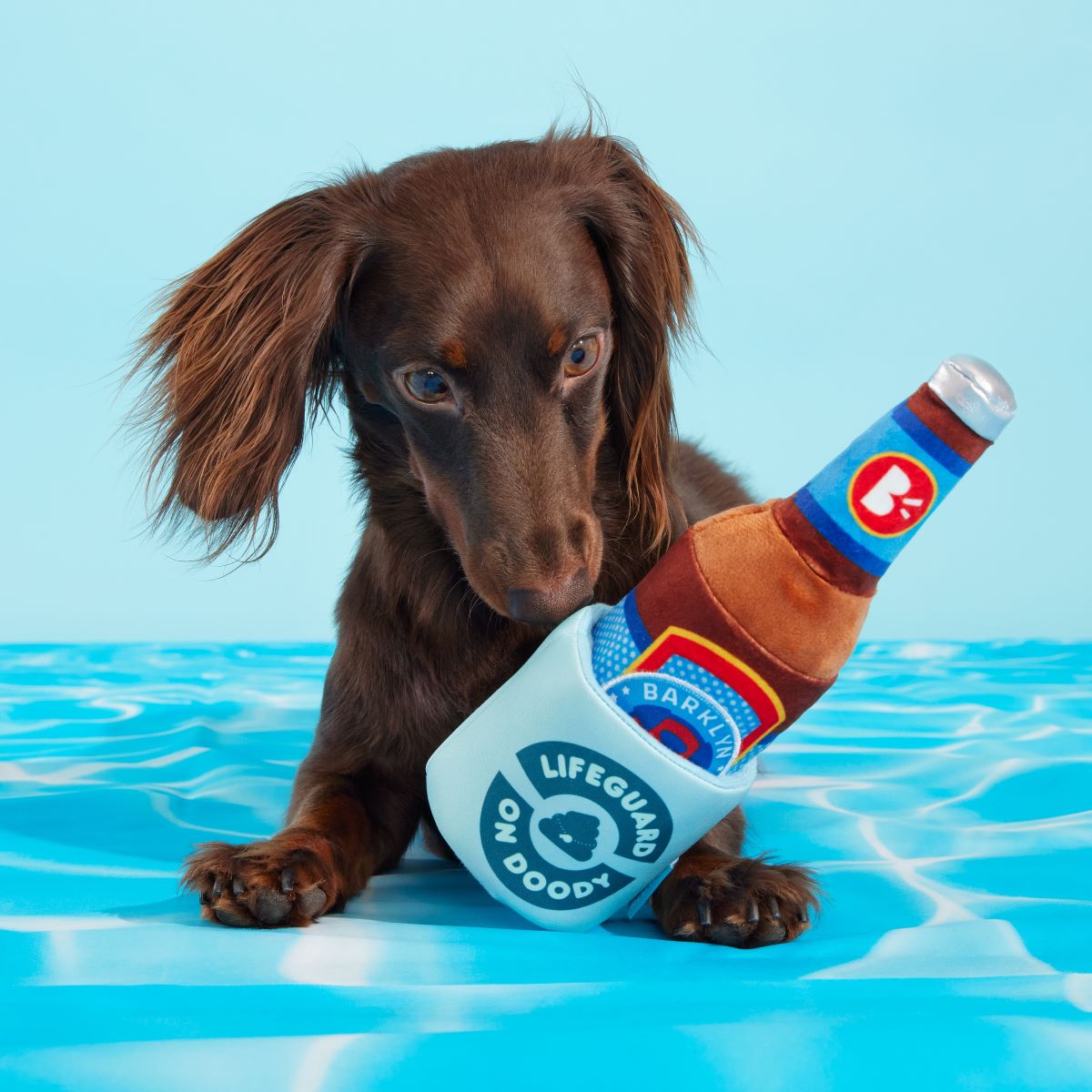 Boozy Doody Dog Toy with Squeaker & Crinkle Koozie for Treats