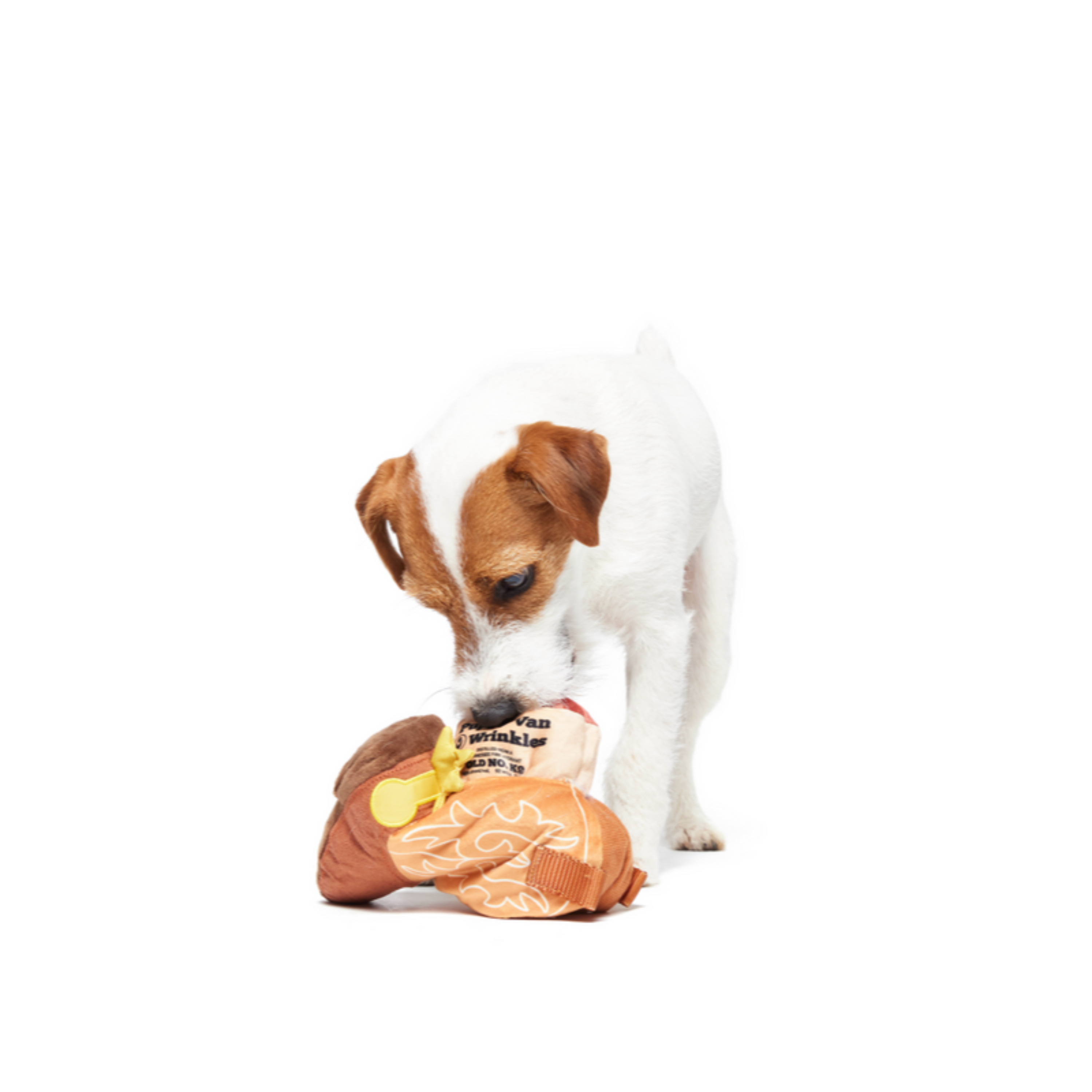 Bottoms Up Boot Dog Toy with Squeaker & Crinkle