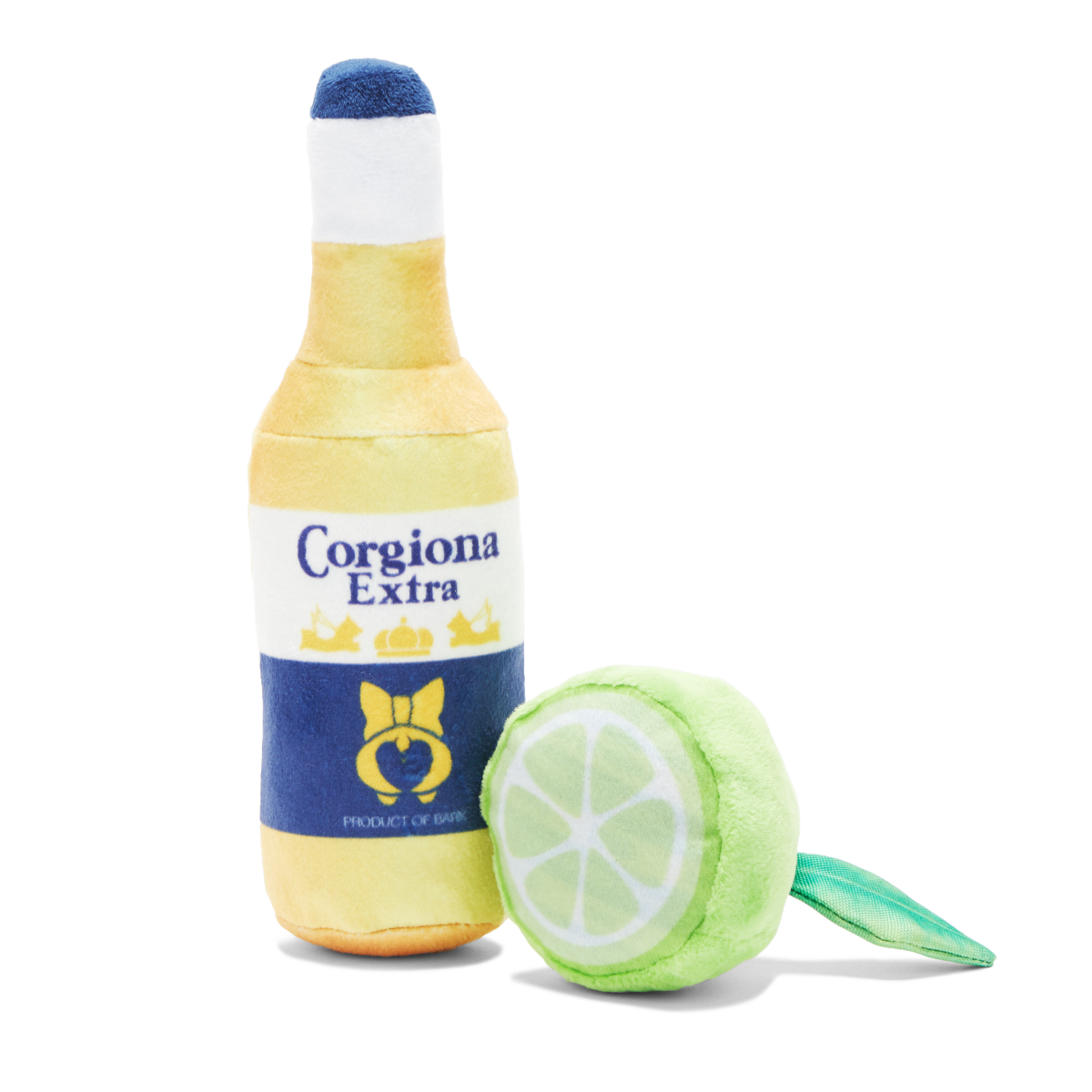 Corgi Dog Toy with Squeaker & Crinkle - Beer & Lime Play Set