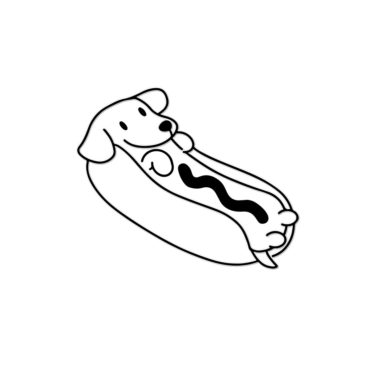 Funny Dog in Hot Dog Temporary Tattoo - Lasts 1 Week