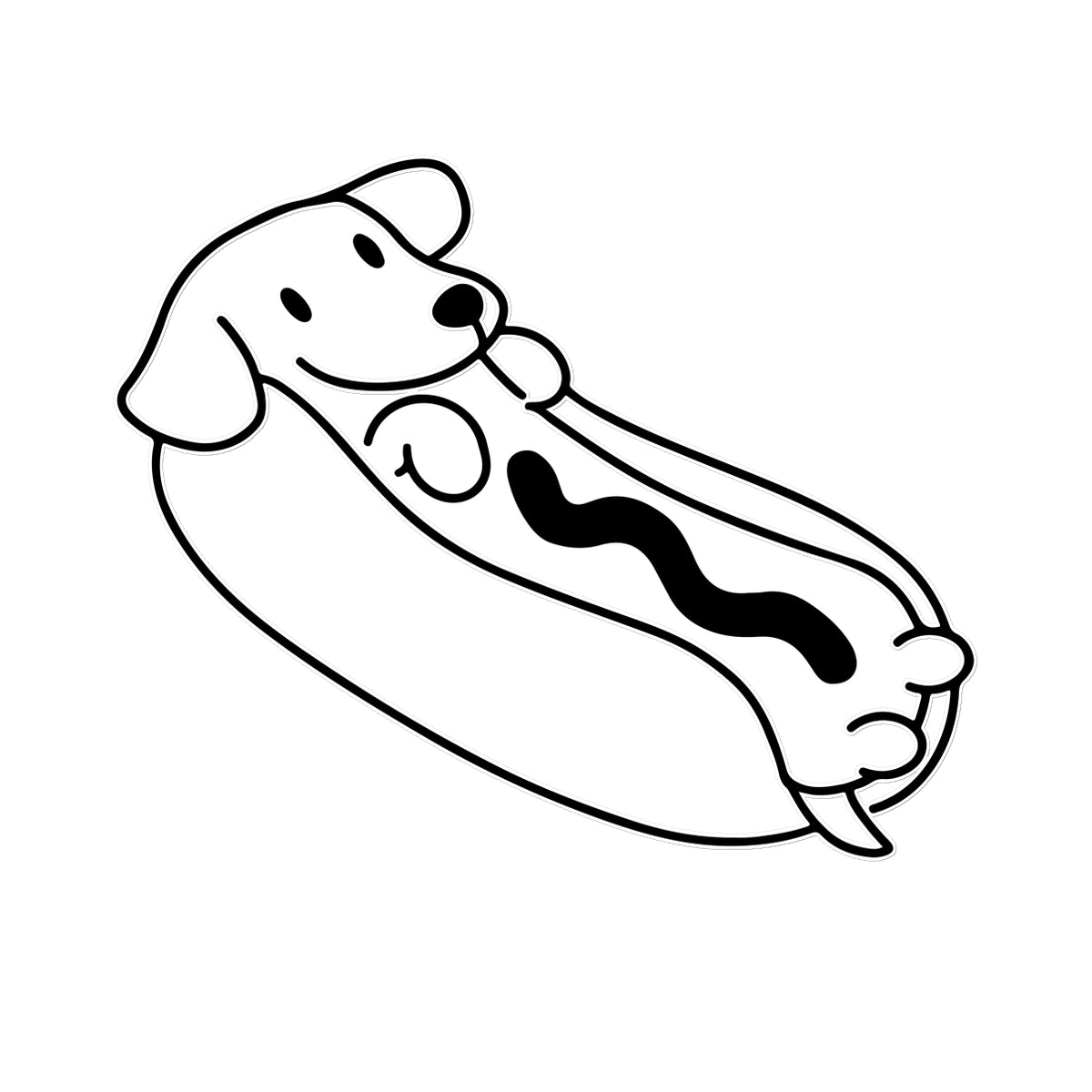 Funny Dog in Hot Dog Temporary Tattoo - Lasts 1 Week