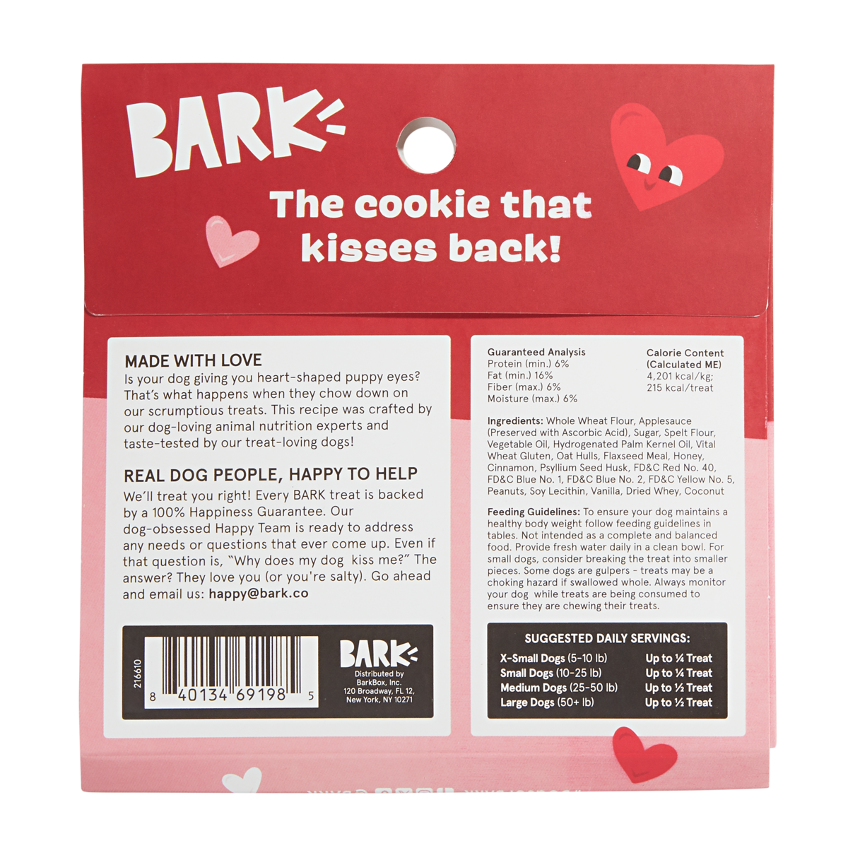 Healthy Dog Treats Cookie with Kisses Shape - Natural Ingredients for Small & Large Dogs