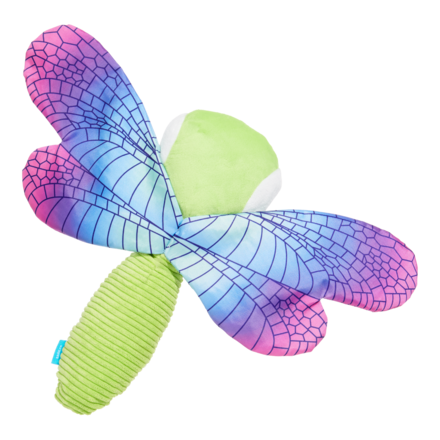 Dragonfly Dog Toy with Squeaker & Crinkle for Fetch Play