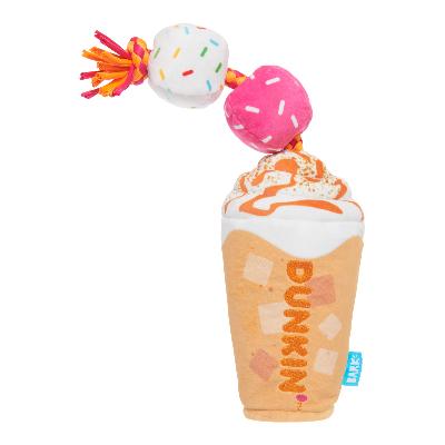 Dunkin' Pumpkin Latte Dog Toy with Squeaker & Crinkle