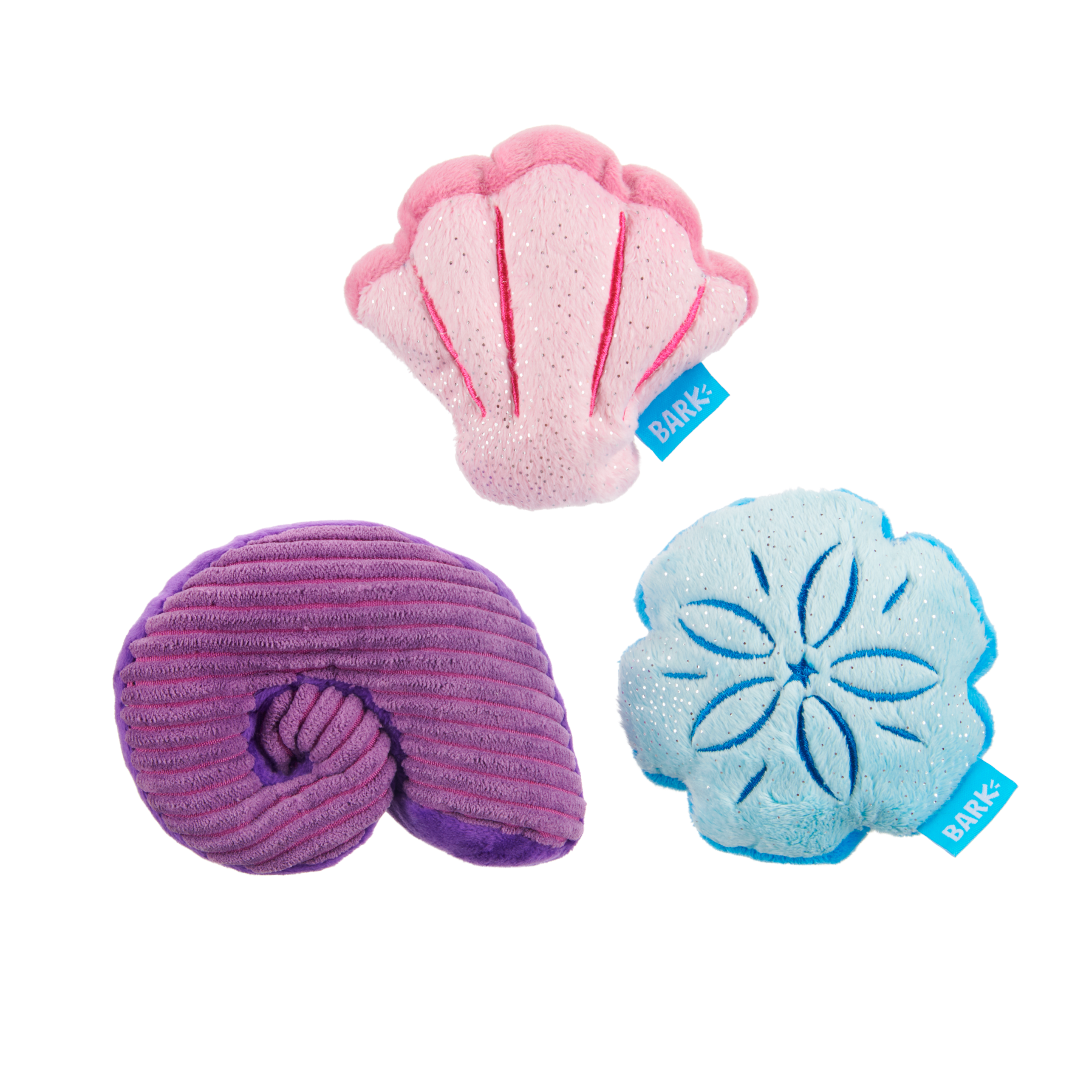 Squeaky Dog Toy Fetchin' Squeakshells with Crinkle & 3 Squeakers