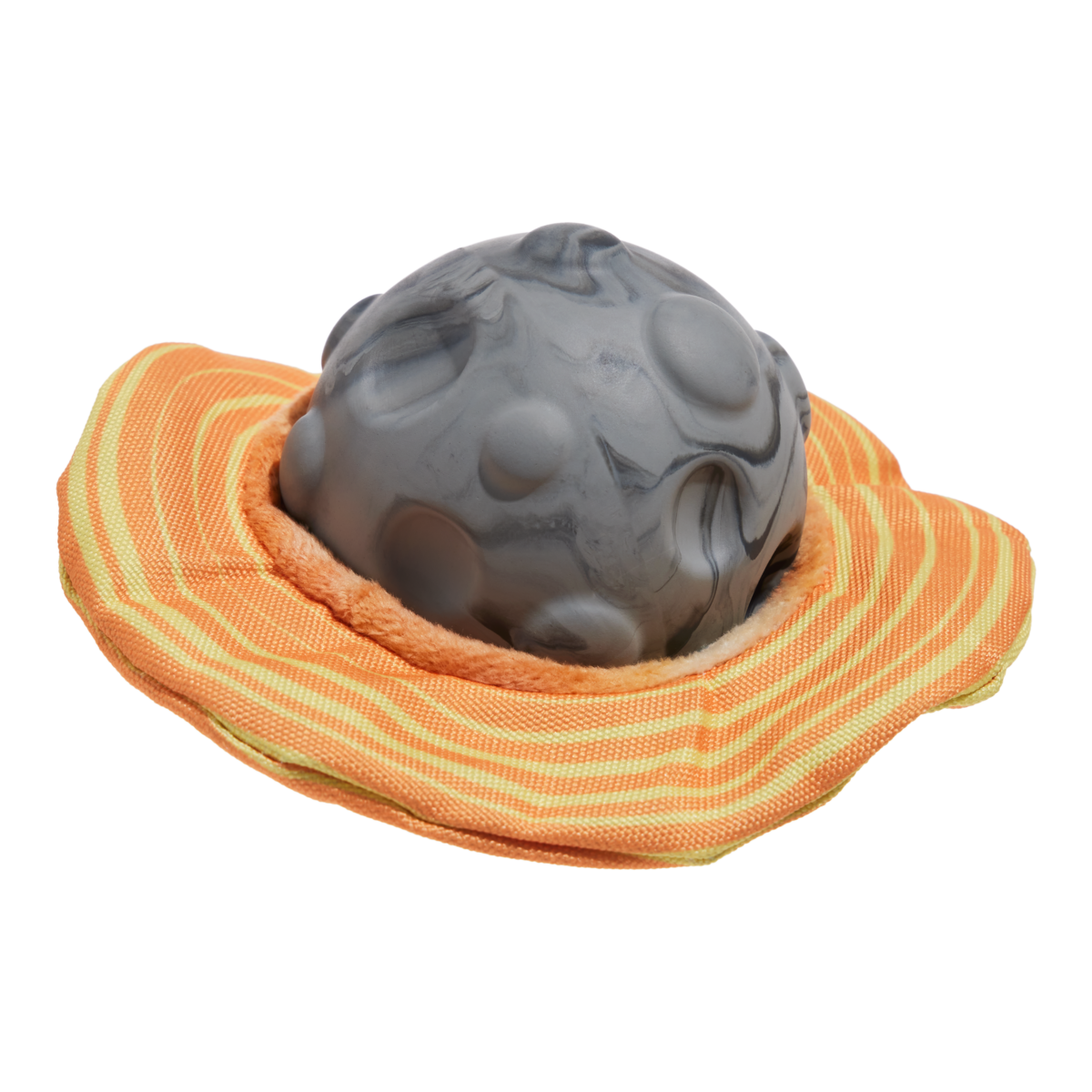 Durable Squeaky Dog Toy - Cheese Scented Saturn Fetch Ring for Thrashers
