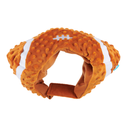 Football Dog Hat with Squeaker & Bungee Strap for Game Day Fun