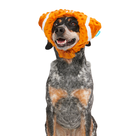 Football Dog Hat with Squeaker & Bungee Strap for Game Day Fun