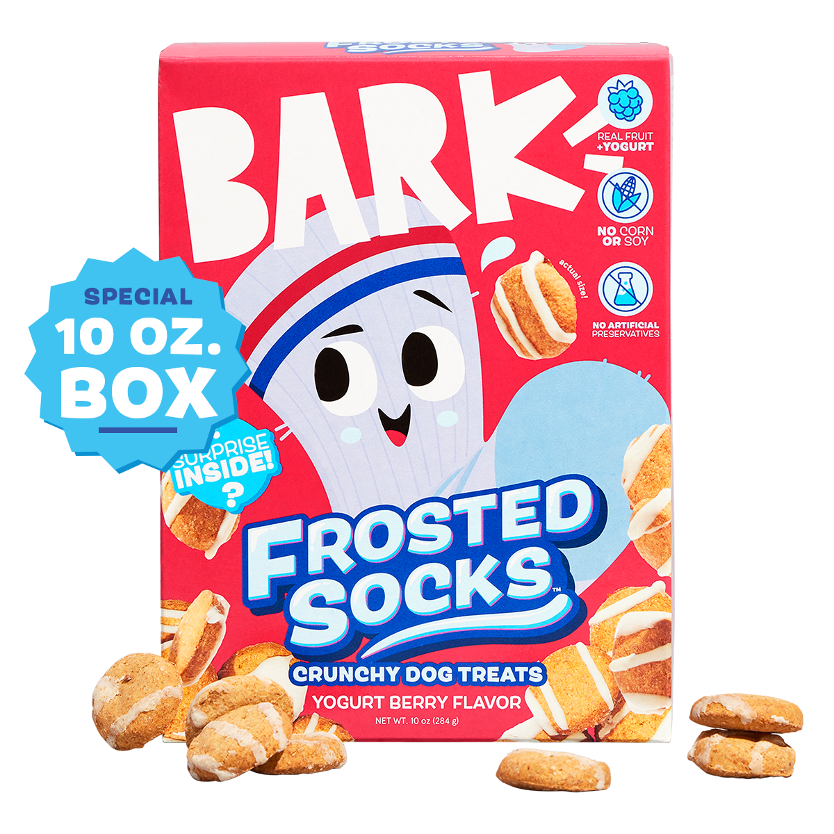 BARK Frosted Socks Crunchy Yogurt Berry Dog Treats