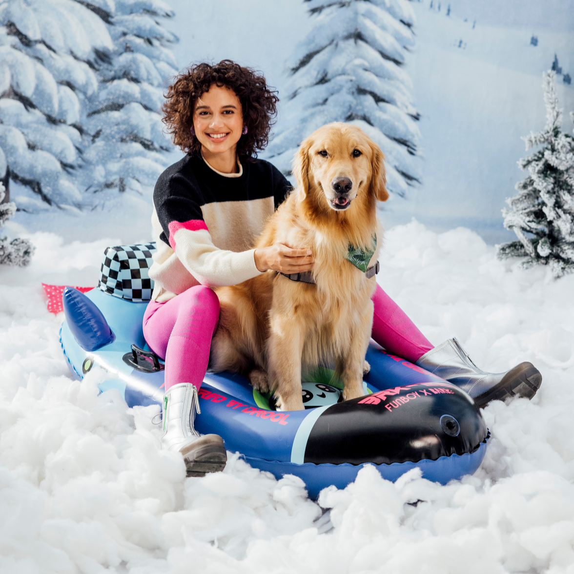 FUNBOY Alien Rocket Inflatable Sled for Winter Fun