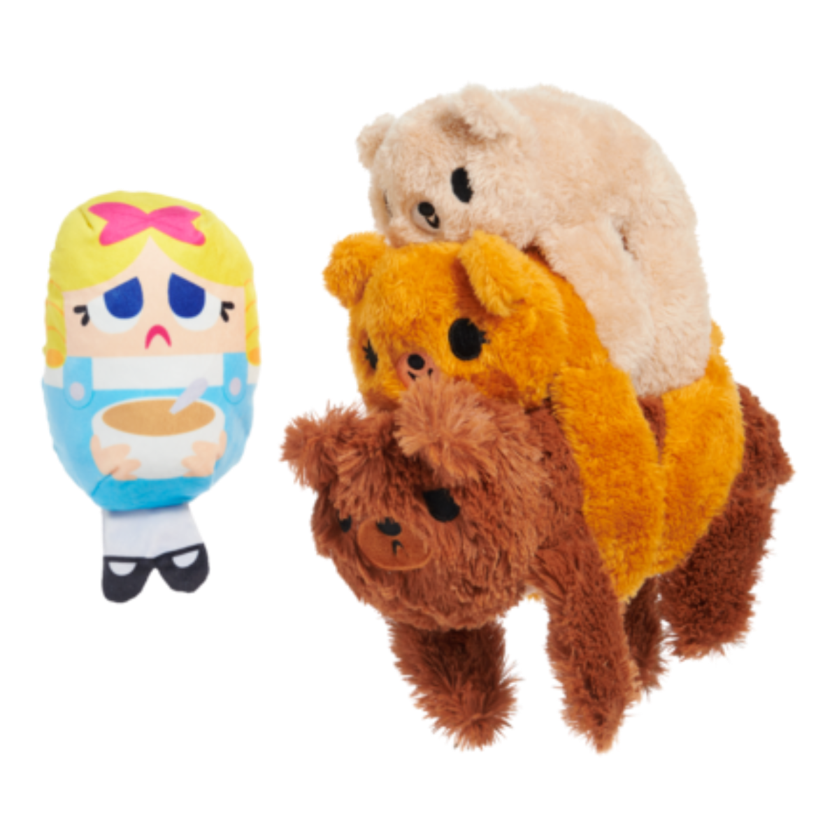 Goldilocks & The Three Bears Squeaky Dog Toy Set with Crinkle & Surprise