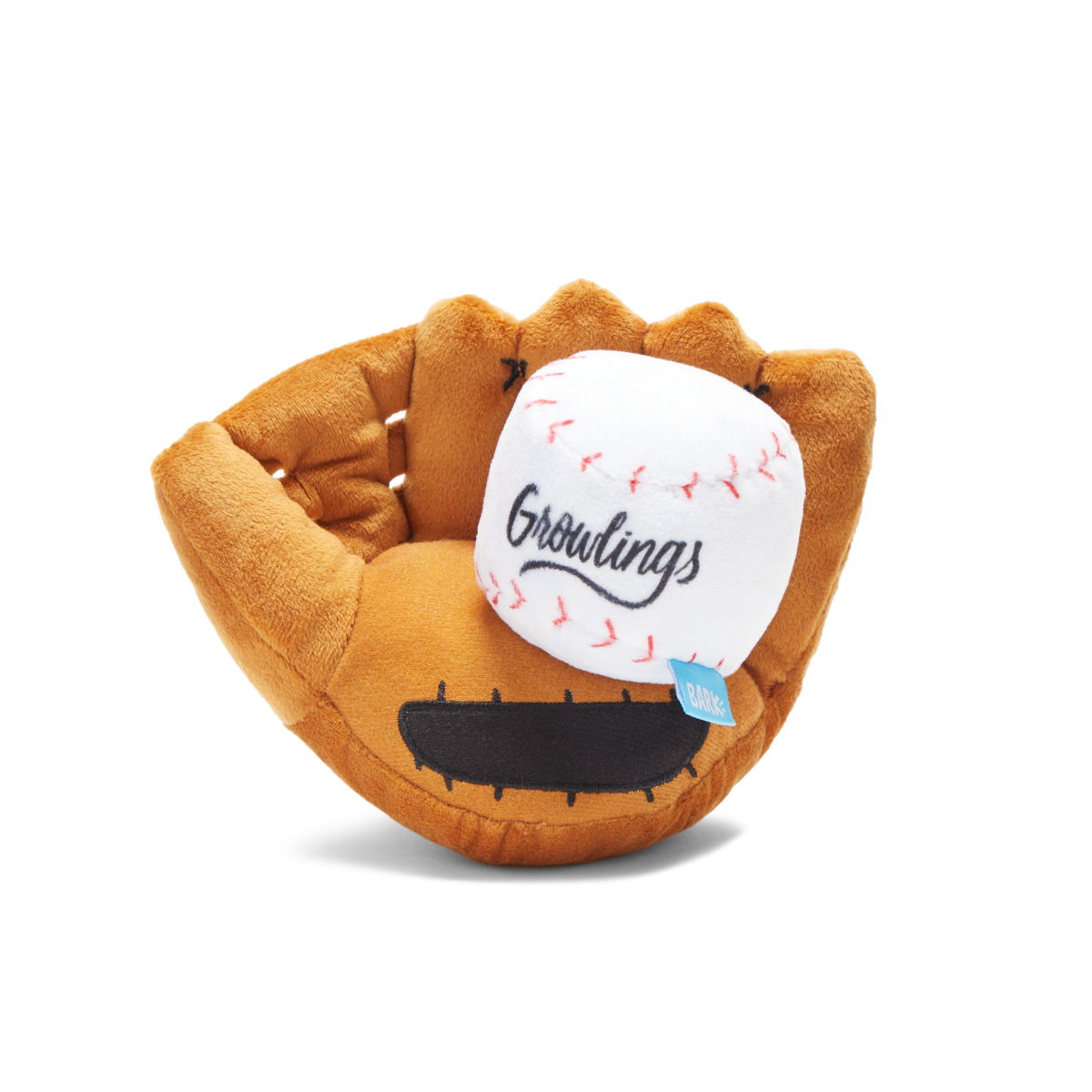 Growlings Squeaky Baseball Glove Dog Toy with Crinkle & Fluff