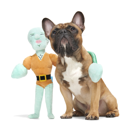Handsome Squidward Dog Toy with Squeaker & Rope – Extra Large