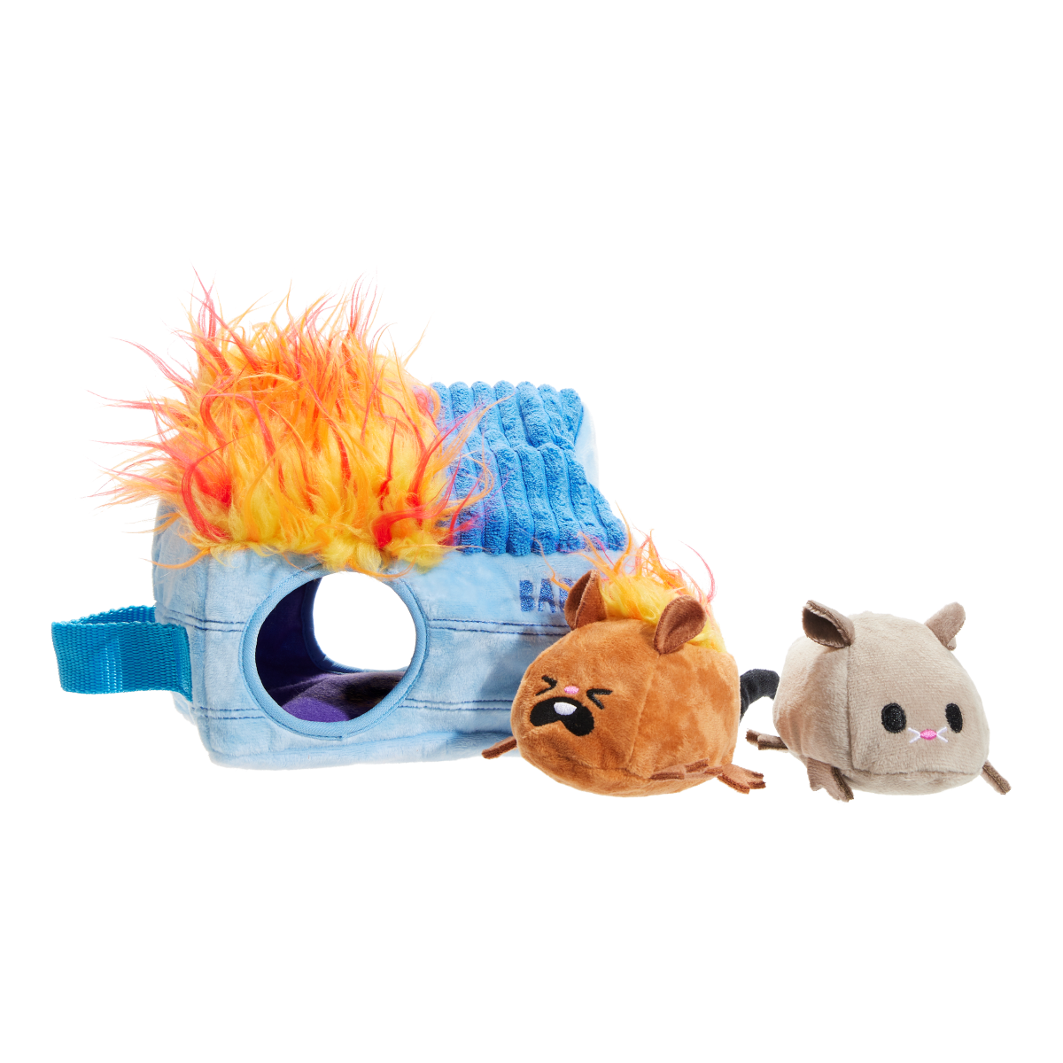 Hide n' Squeak Dumpster Fire Dog Toy with Squeaky Rats & Crinkle Sounds