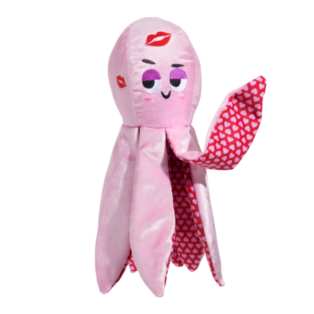 Kiss & Tell Ollie Dog Toy - Squeaky Octopus with Crinkle & Whip-Flip Limbs