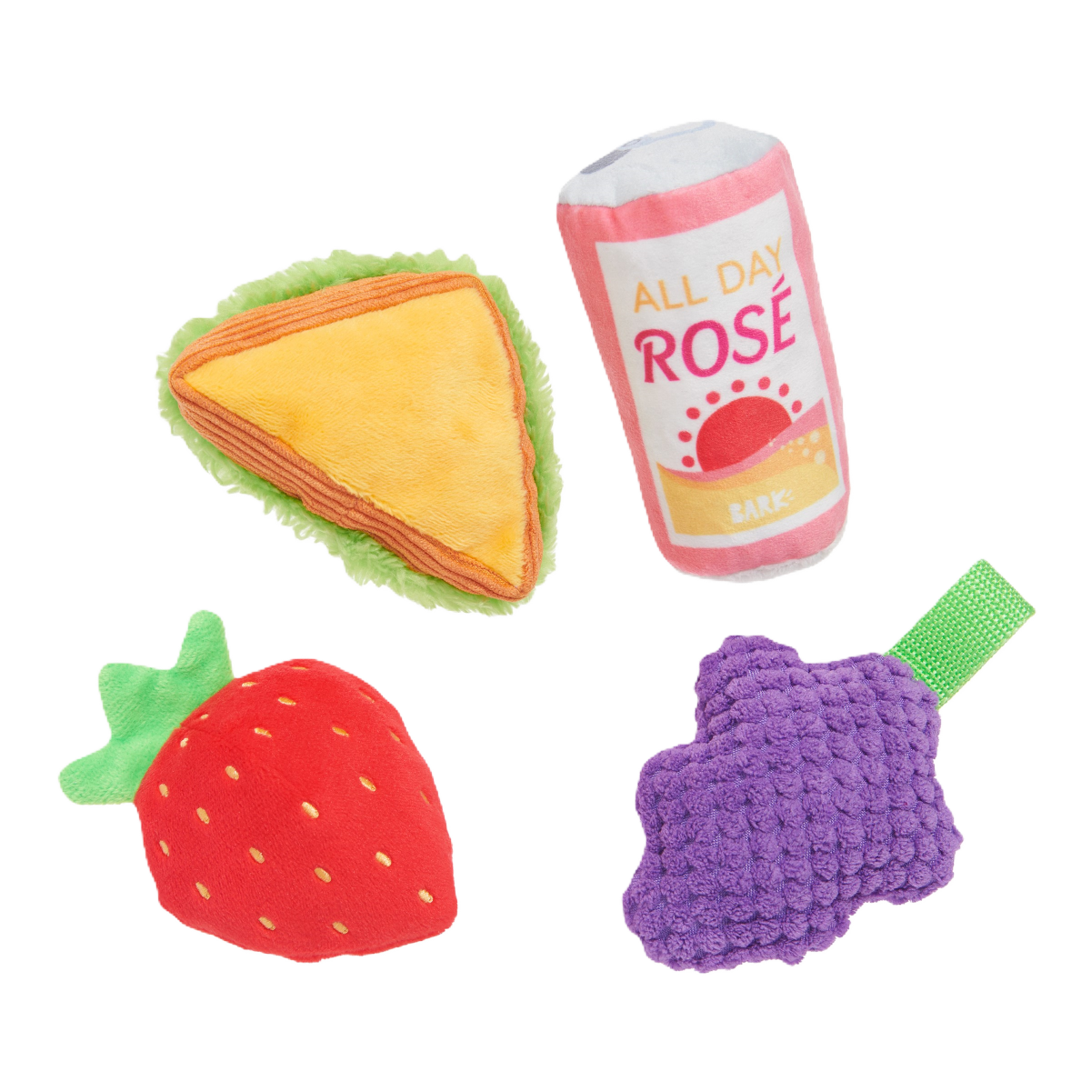 Licknic Dog Toy Pack - 4 Squeaky Plush Picnic Toys for Play & Fetch