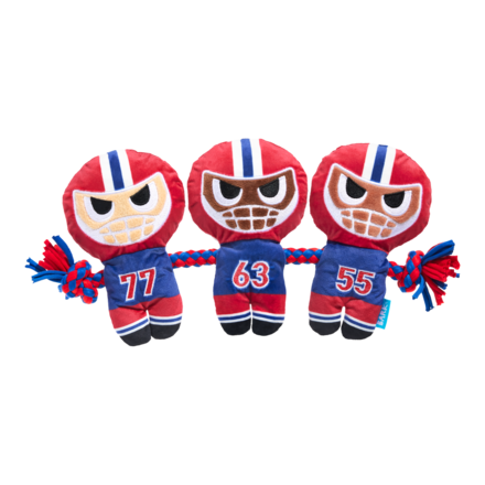 Dog Tug Toy with Squeakers & Crinkle - Linebarkers Football Rope