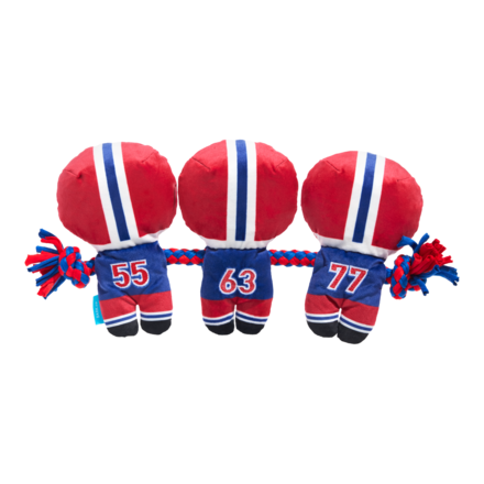 Dog Tug Toy with Squeakers & Crinkle - Linebarkers Football Rope