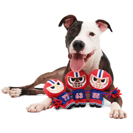 Dog Tug Toy with Squeakers & Crinkle - Linebarkers Football Rope