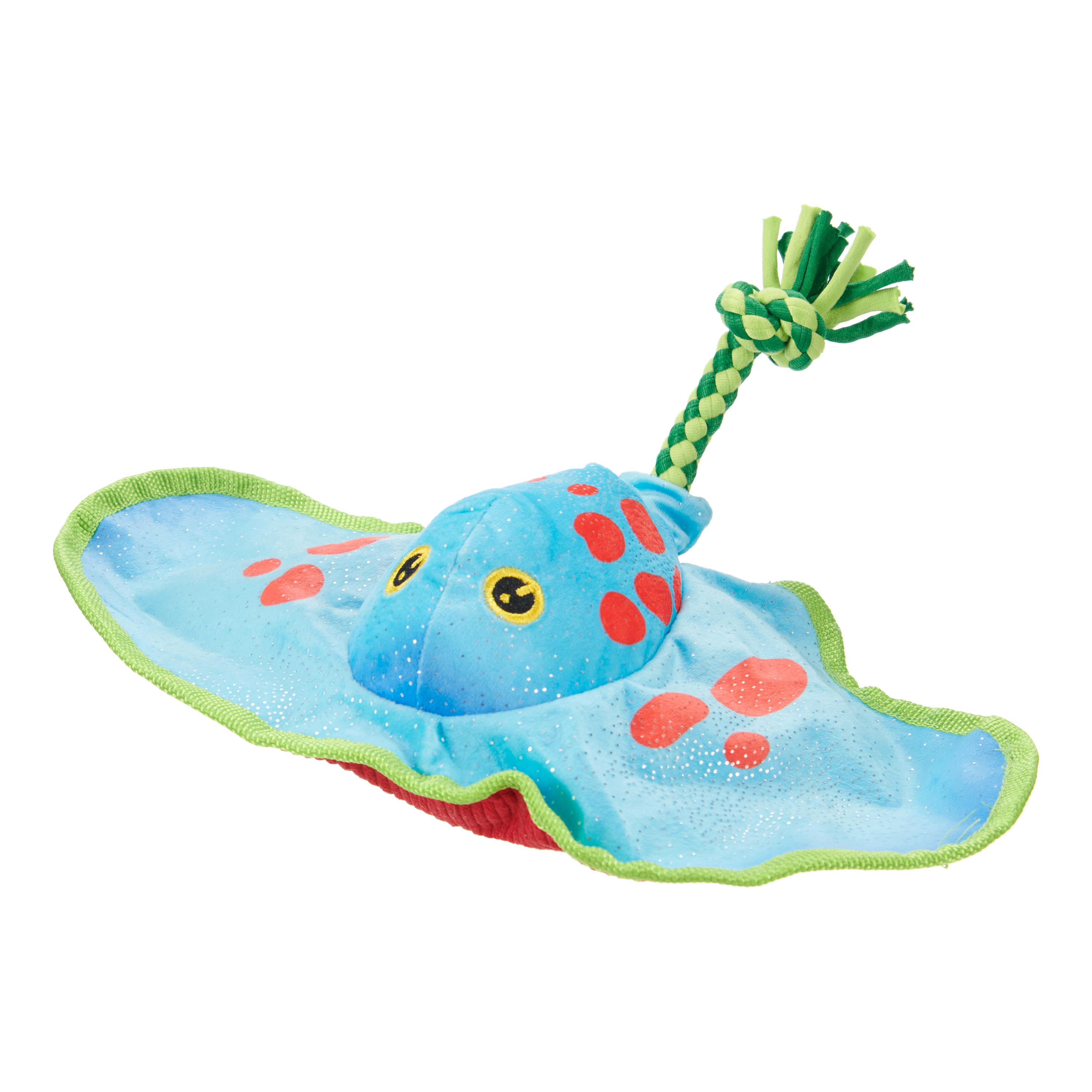 Manny Ray Squeaky Stingray Dog Toy with Crinkle & Tug Rope