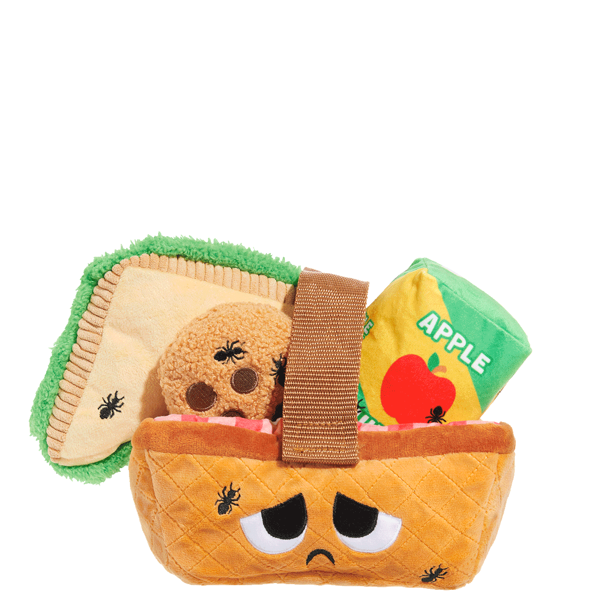 Squeaky Dog Picnic Toy with Treat Basket & Crinkle Sounds