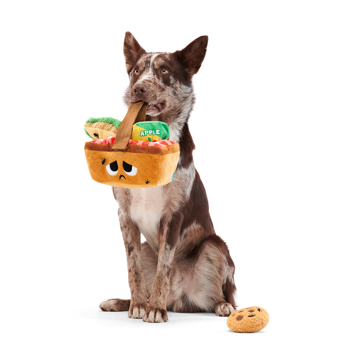 Squeaky Dog Picnic Toy with Treat Basket & Crinkle Sounds