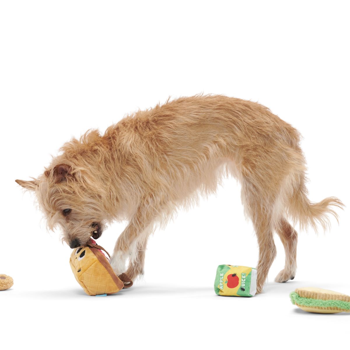 Squeaky Dog Picnic Toy with Treat Basket & Crinkle Sounds