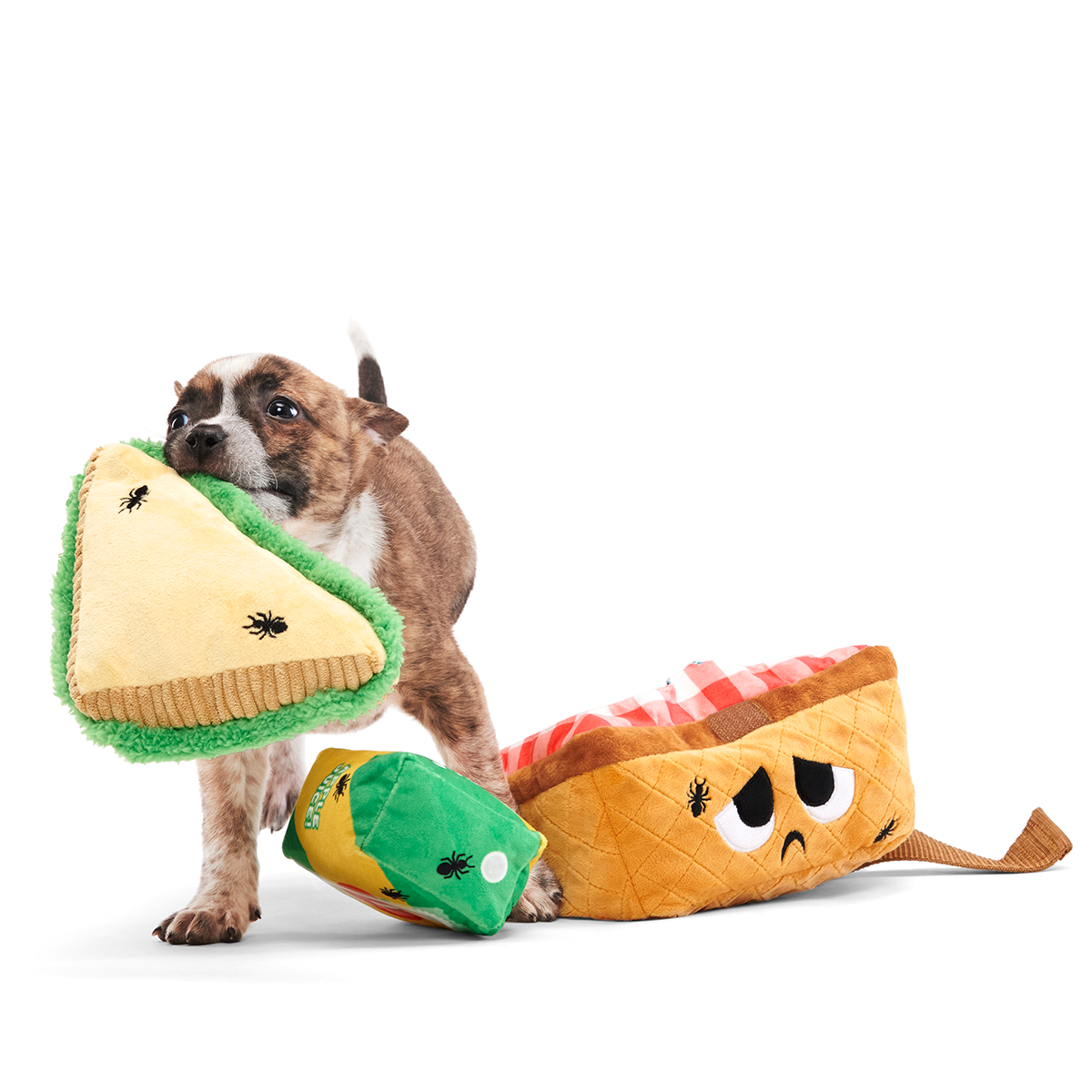 Squeaky Dog Picnic Toy with Treat Basket & Crinkle Sounds