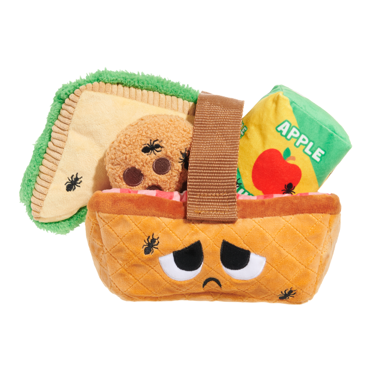 Squeaky Dog Picnic Toy with Treat Basket & Crinkle Sounds