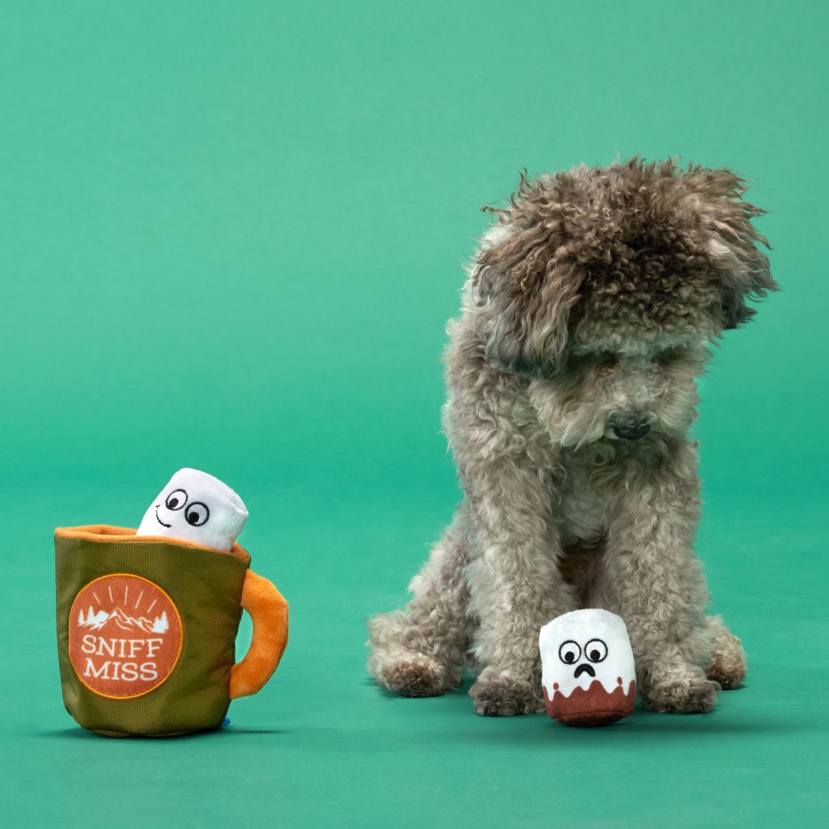 Squeaky Dog Toy Mug with Crinkle & Treat Hiding Feature