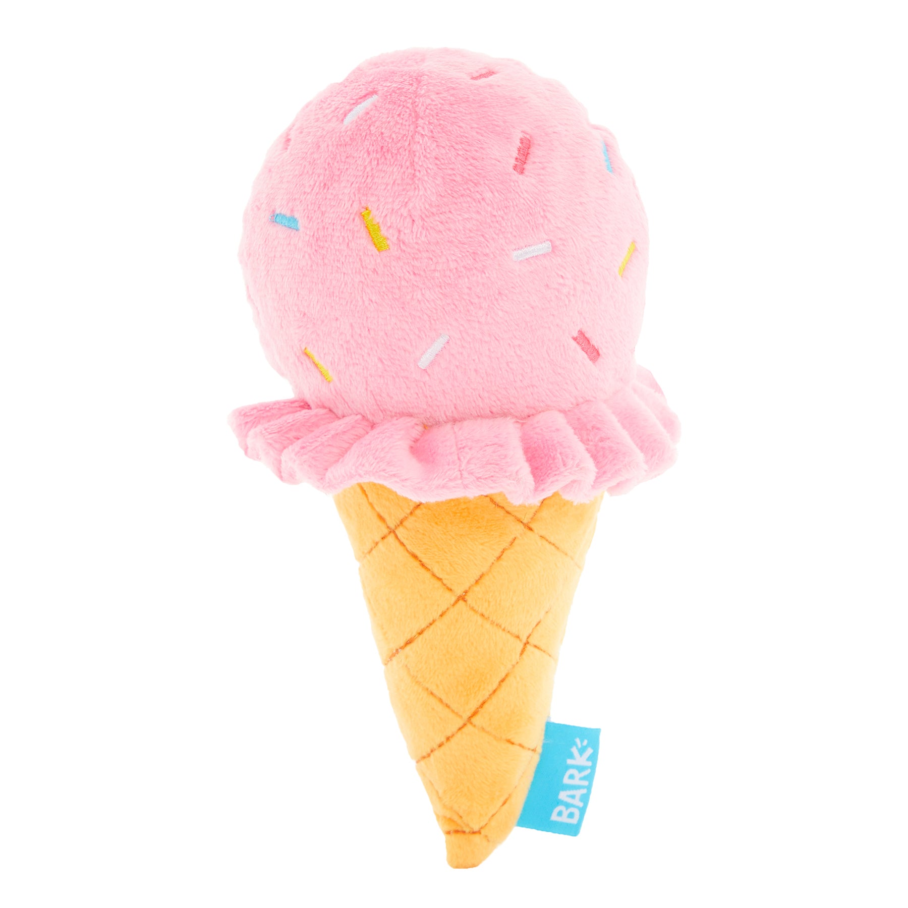 Crinkle Squeaker Dog Toy - Slobbery Ice Cream Cone Plush