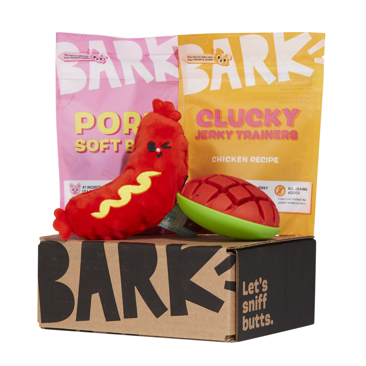 Super Chewer Dog Gift Box - 2 Toys & 2 Treats (1 Month)