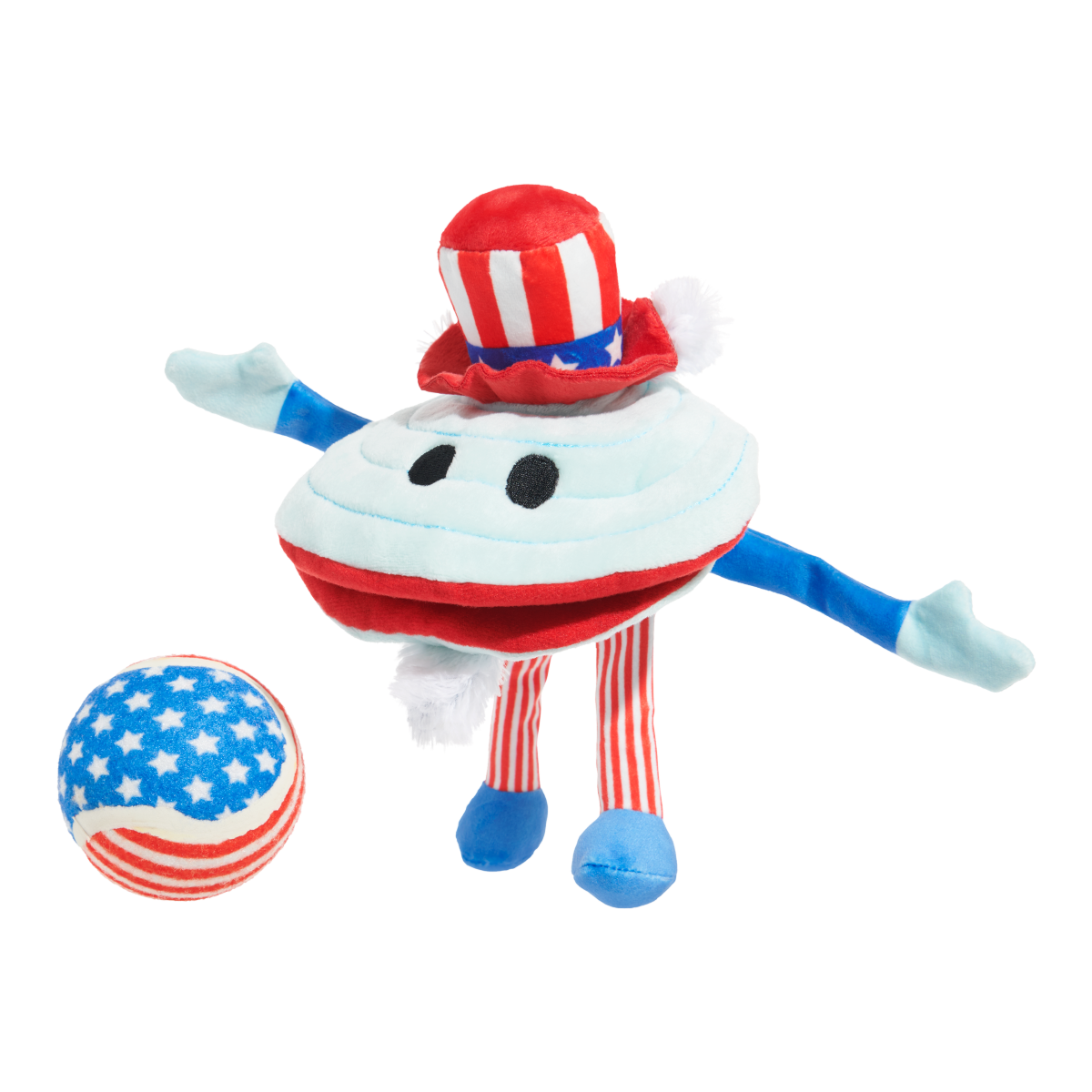 Uncle Clam Squeaky Dog Toy with Tennis Ball for Fetch Play