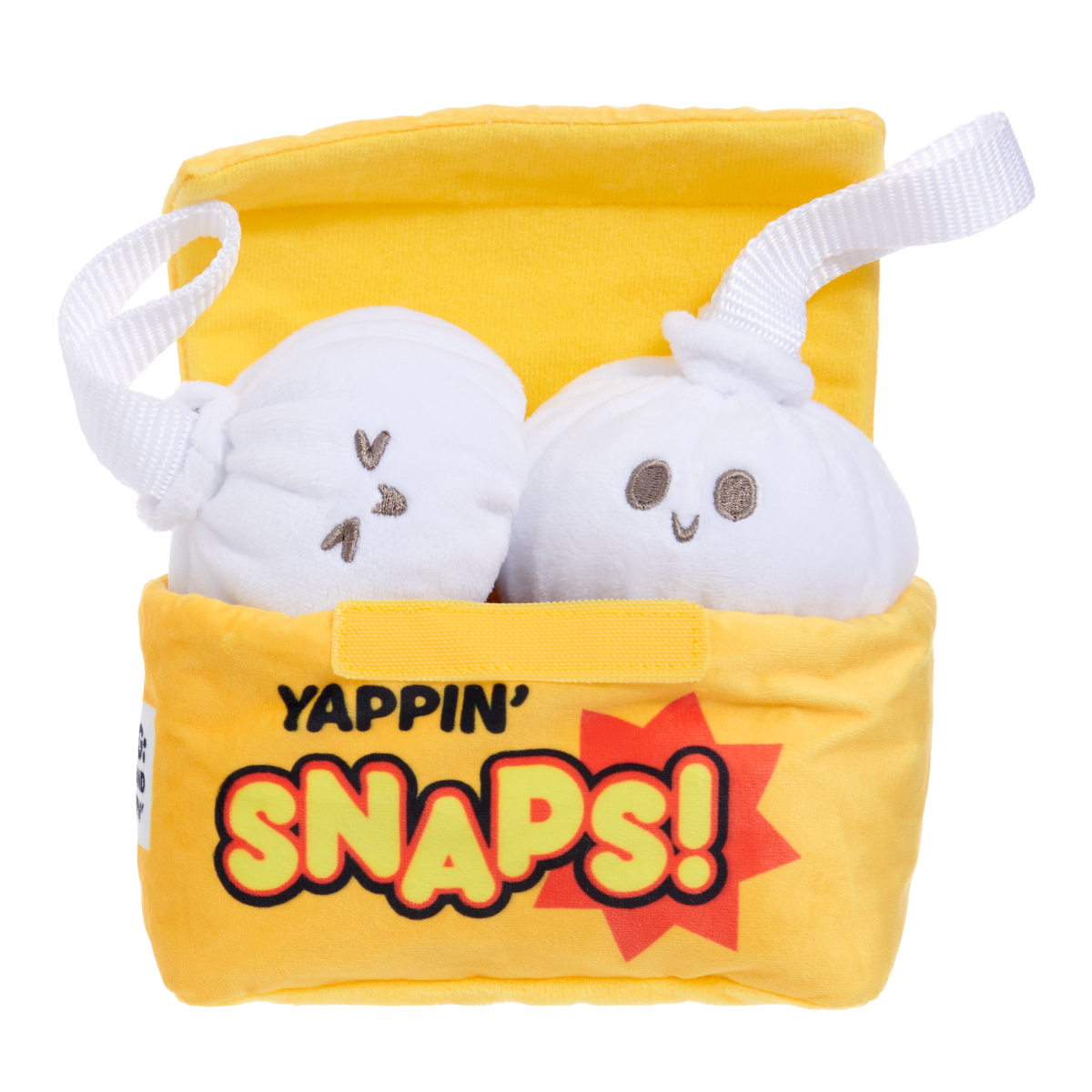 Squeaky Dog Toy with Crinkle Box & Tug Straps - Yappy Snaps