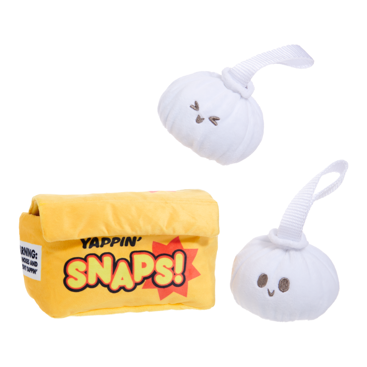 Squeaky Dog Toy with Crinkle Box & Tug Straps - Yappy Snaps