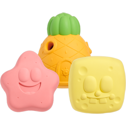 SpongeBob Dog Toys Bundle – Natural Rubber, Squeaker & Treat-Dispensing