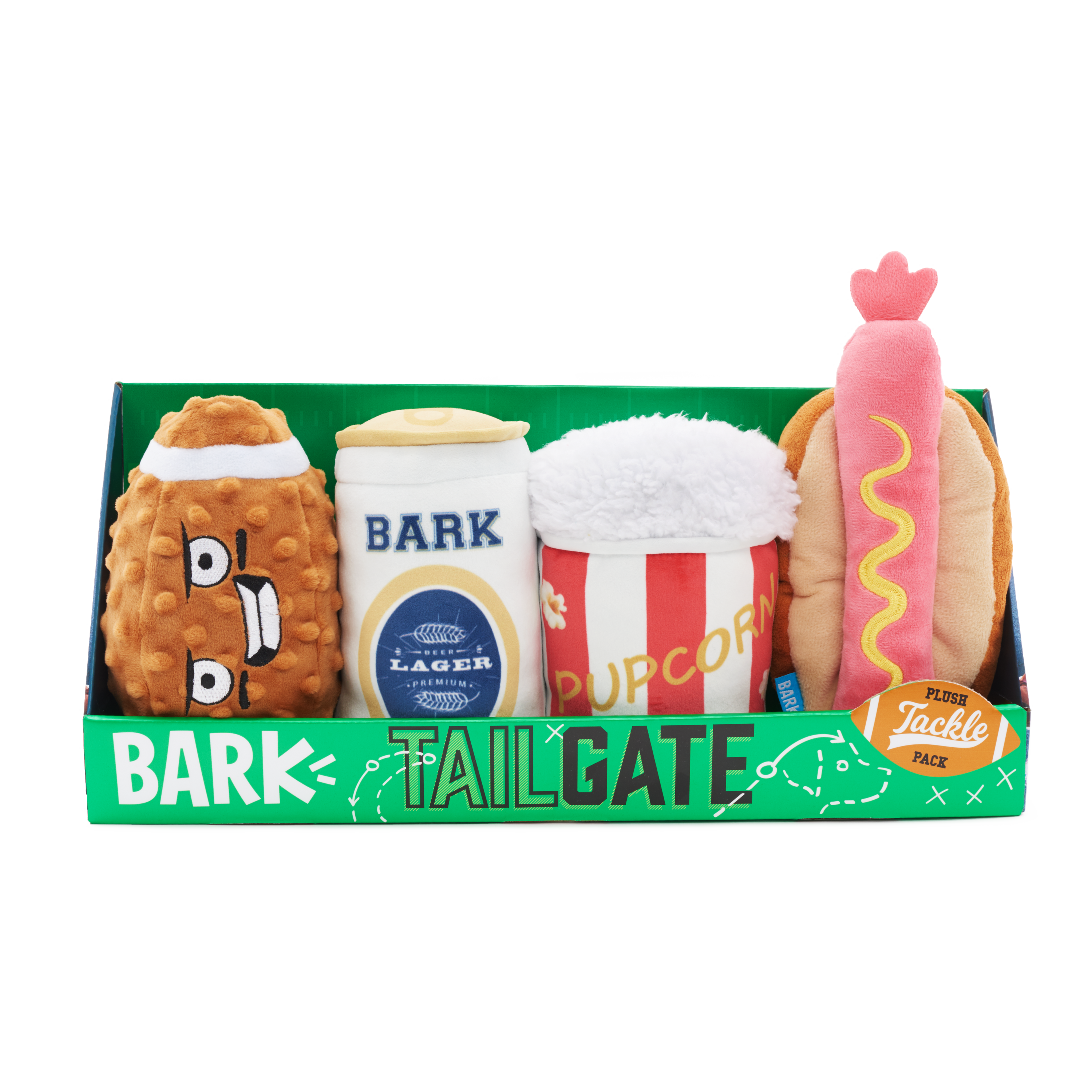 Football-Themed Dog Toy Bundle – 4 Plush Squeaker Toys for Play & Fetch