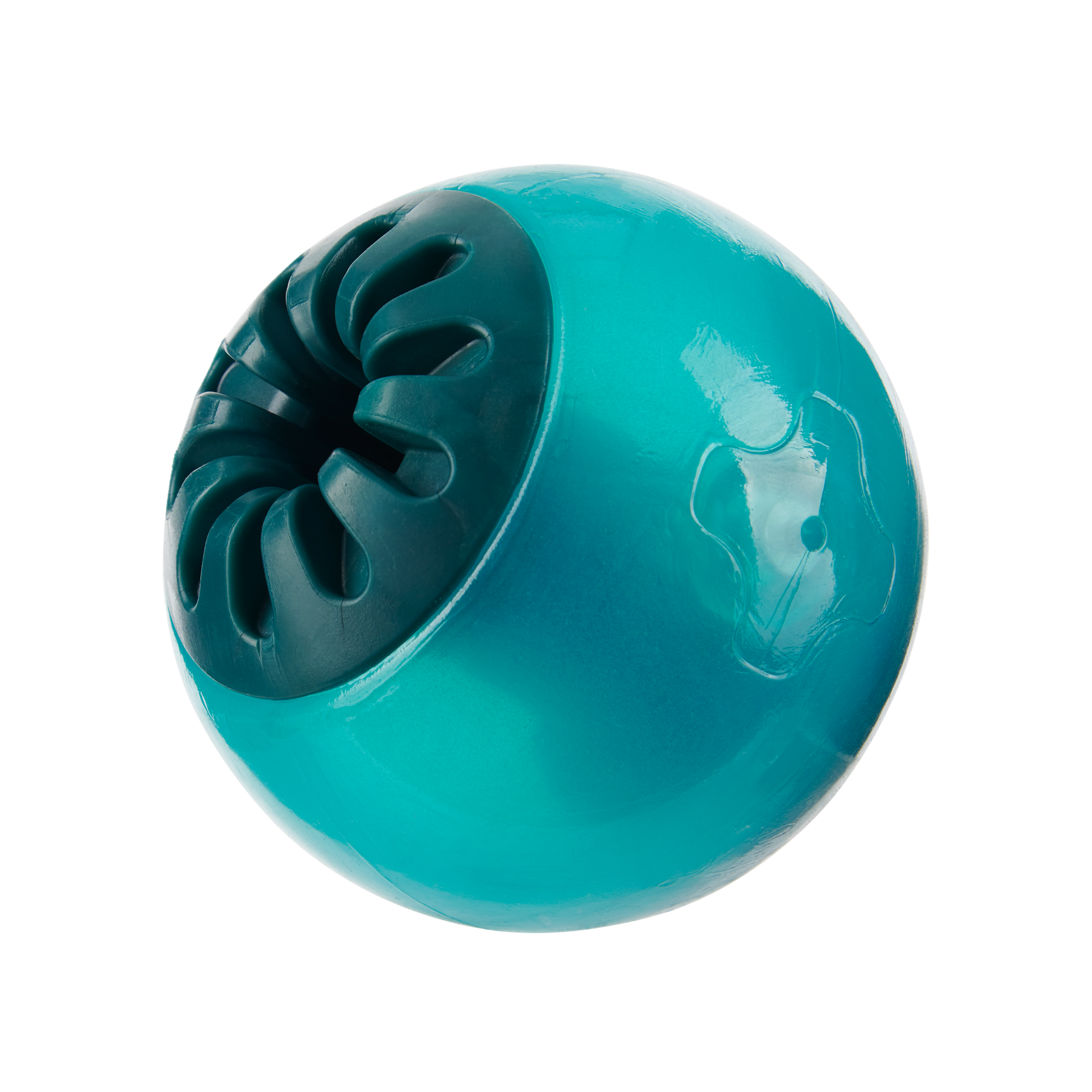 Teal Vortex Dog Toy with Squeaker & Treat Dispenser - Durable Rubber