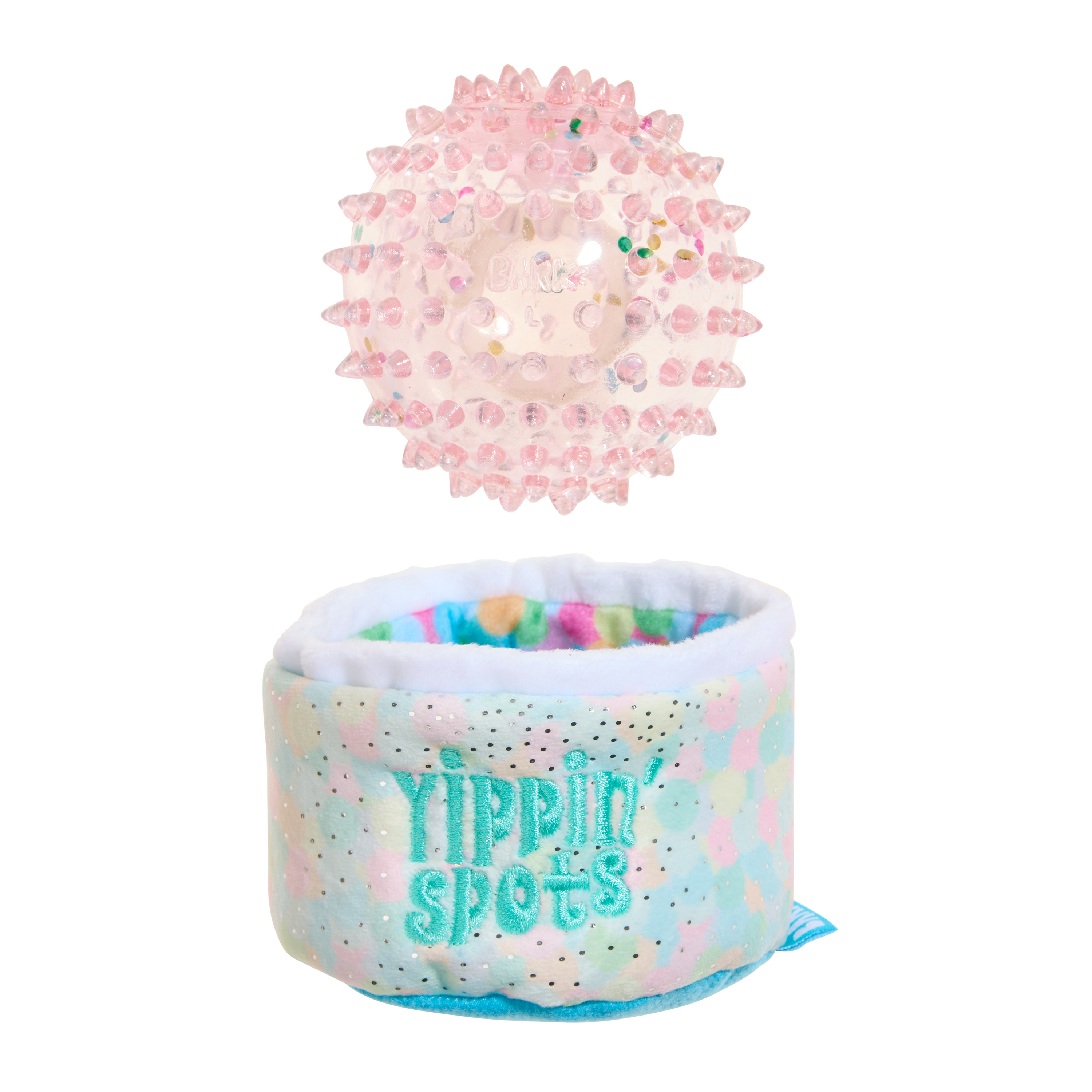 Squeaky Dog Toy with Treat Trap - Yippin’ Spots Crinkle Cup