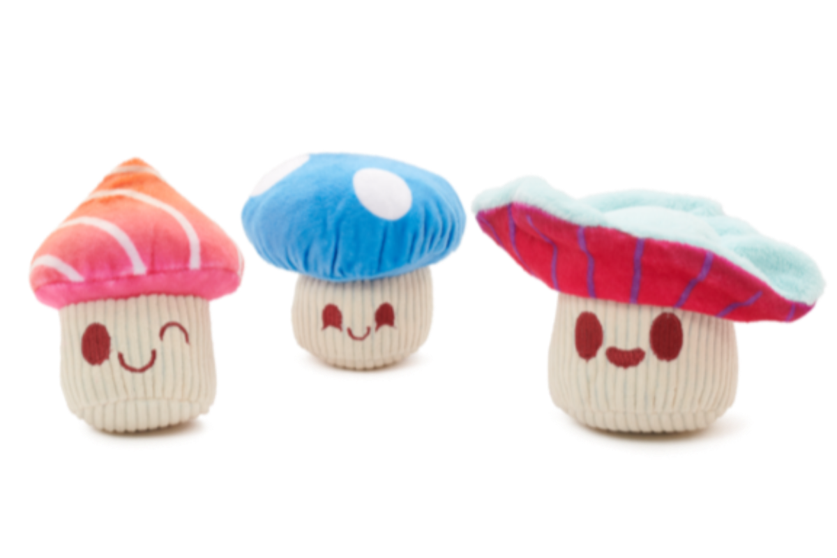 Alice's Magic Mushroom Dog Toys with Squeakers & Crinkle